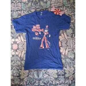 Anvil Blue Crew Neck Men's Short Sleeve T-Shirt S Cotton Uncle Sam Patriotic S